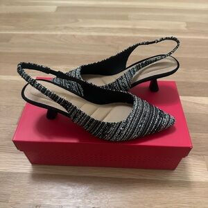 Kelly & Katie Black Multi Knit Kitten Heels